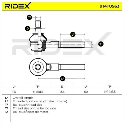 Końcówka drążka kierowniczego RIDEX 914T0563 914T0563 - foto 10