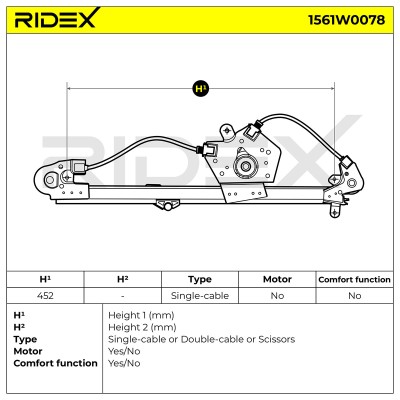 Podnośnik szyby RIDEX 1561W0078 1561W0078 - foto 7