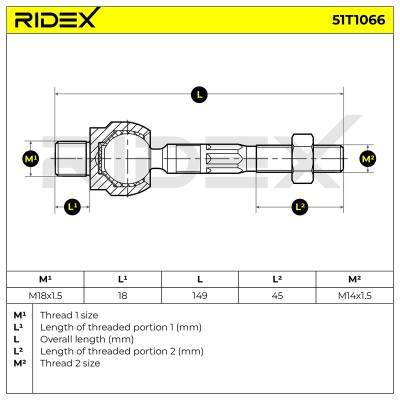 Drążek kierowniczy RIDEX 51T1066 51T1066 - foto 5