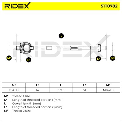 Drążek kierowniczy RIDEX 51T0782 51T0782 - foto 8