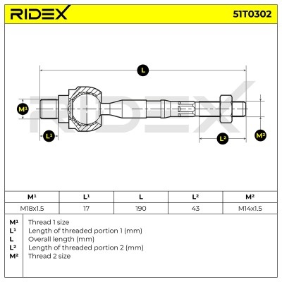 Drążek kierowniczy RIDEX 51T0302 51T0302 - foto 5