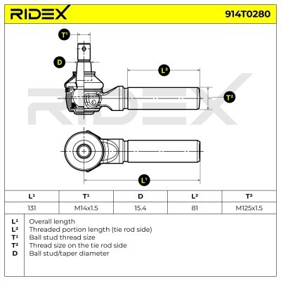 Końcówka drążka kierowniczego RIDEX 914T0280 914T0280 - foto 5