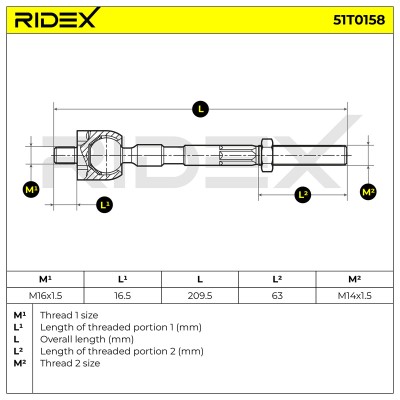 Drążek kierowniczy RIDEX 51T0158 51T0158 - foto 5