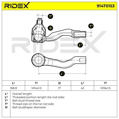 Końcówka drążka kierowniczego RIDEX 914T0153 914T0153 - foto 5