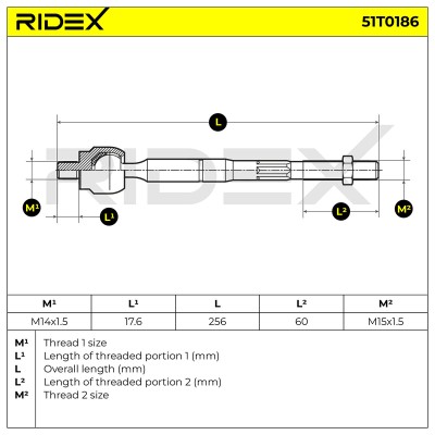 Drążek kierowniczy RIDEX 51T0186 51T0186 - foto 7
