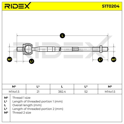 Drążek kierowniczy RIDEX 51T0204 51T0204 - foto 6
