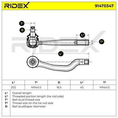 Końcówka drążka kierowniczego RIDEX 914T0347 914T0347 - foto 5