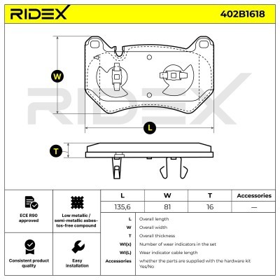 Klocki hamulcowe RIDEX 402B1618 402B1618 - foto 6
