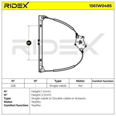 Podnośnik szyby RIDEX 1561W0485 1561W0485 - foto 5