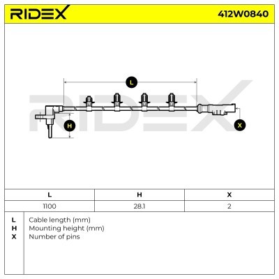 Czujnik ABS RIDEX 412W0840 412W0840 - foto 6