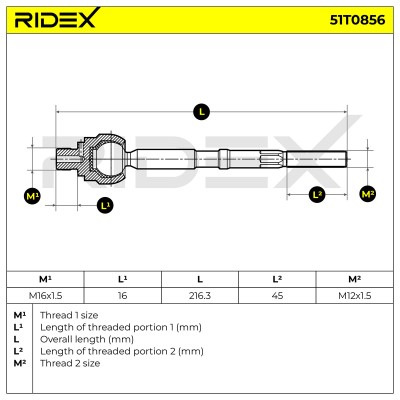 Drążek kierowniczy RIDEX 51T0856 51T0856 - foto 5