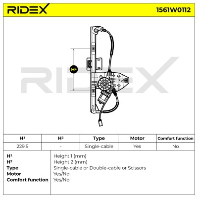 Podnośnik szyby RIDEX 1561W0112 1561W0112 - foto 8