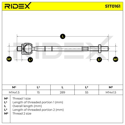 Drążek kierowniczy RIDEX 51T0161 51T0161 - foto 6