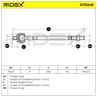 Drążek kierowniczy RIDEX 51T0248 51T0248 - foto 5