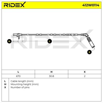 Czujnik ABS RIDEX 412W0114 412W0114 - foto 6