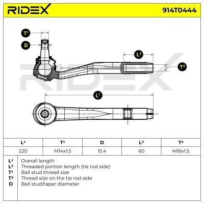 Końcówka drążka kierowniczego RIDEX 914T0444 914T0444 - foto 6