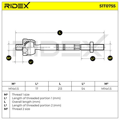 Drążek kierowniczy RIDEX 51T0755 51T0755 - foto 5