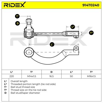 Końcówka drążka kierowniczego RIDEX 914T0240 914T0240 - foto 7