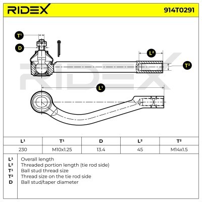 Końcówka drążka kierowniczego RIDEX 914T0291 914T0291 - foto 6