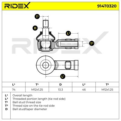 Końcówka drążka kierowniczego RIDEX 914T0320 914T0320 - foto 5