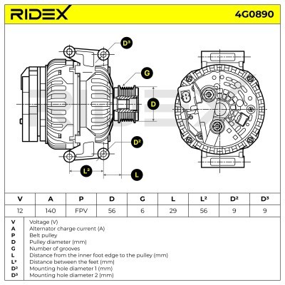 Alternator RIDEX 4G0890 4G0890 - foto 7