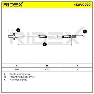 Czujnik ABS RIDEX 412W0020 412W0020 - foto 6
