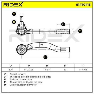 Końcówka drążka kierowniczego RIDEX 914T0415 914T0415 - foto 5