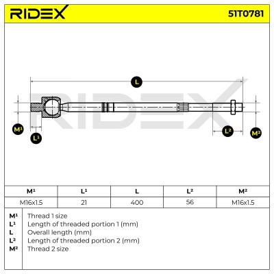 Drążek kierowniczy RIDEX 51T0781 51T0781 - foto 6