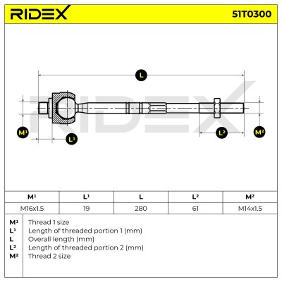 Drążek kierowniczy RIDEX 51T0300 51T0300 - foto 5