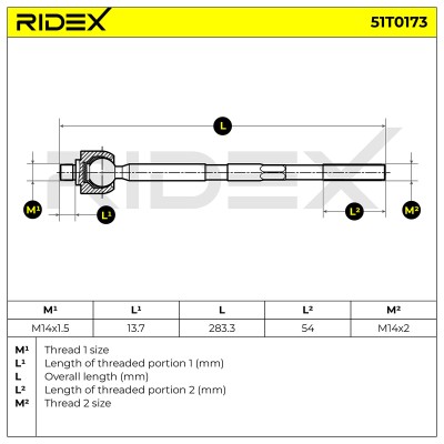 Drążek kierowniczy RIDEX 51T0173 51T0173 - foto 5