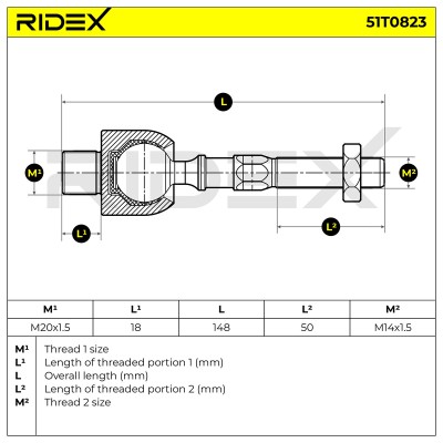 Drążek kierowniczy RIDEX 51T0823 51T0823 - foto 5