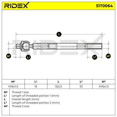 Drążek kierowniczy RIDEX 51T0064 51T0064 - foto 5