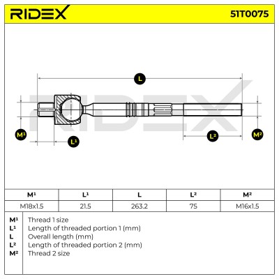 Drążek kierowniczy RIDEX 51T0075 51T0075 - foto 6