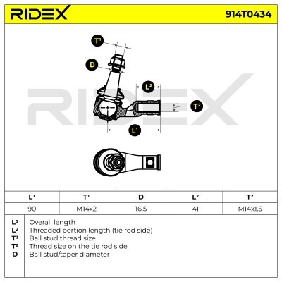 Końcówka drążka kierowniczego RIDEX 914T0434 914T0434 - foto 8