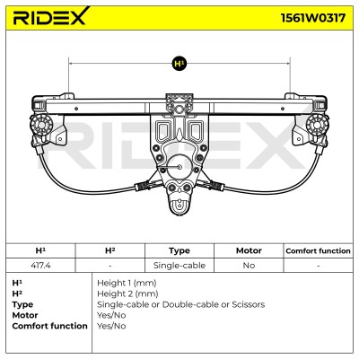 Podnośnik szyby RIDEX 1561W0317 1561W0317 - foto 8