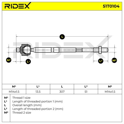 Drążek kierowniczy RIDEX 51T0104 51T0104 - foto 5