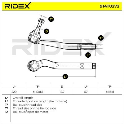 Końcówka drążka kierowniczego RIDEX 914T0272 914T0272 - foto 9