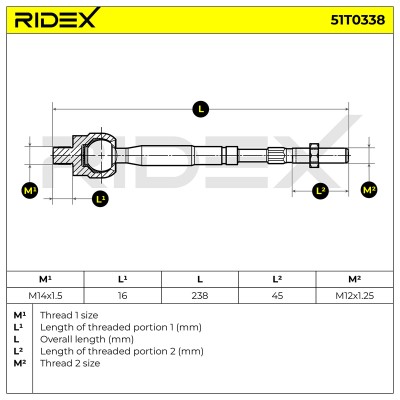Drążek kierowniczy RIDEX 51T0338 51T0338 - foto 6