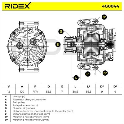 Alternator RIDEX 4G0044 4G0044 - foto 6