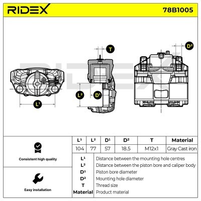 Zacisk Hamulcowy RIDEX 78B1005 78B1005 - foto 5