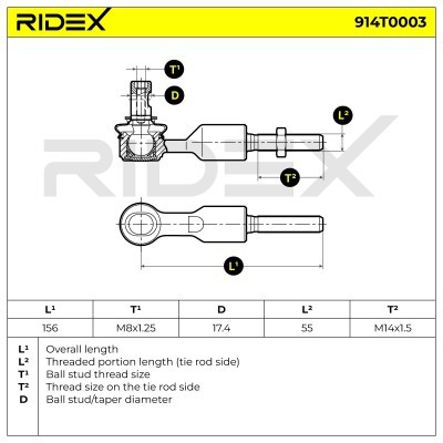 Końcówka drążka kierowniczego RIDEX 914T0003 914T0003 - foto 5