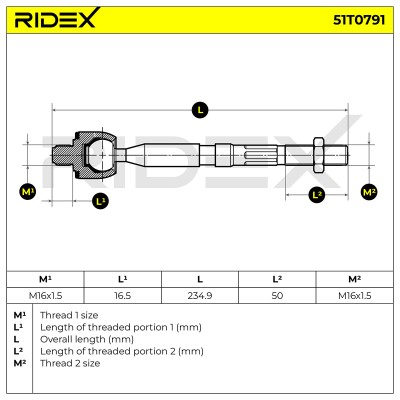 Drążek kierowniczy RIDEX 51T0791 51T0791 - foto 5