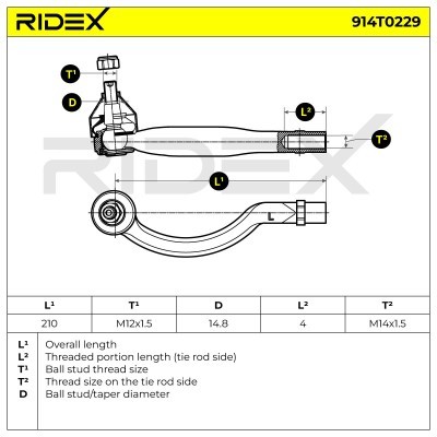 Końcówka drążka kierowniczego RIDEX 914T0229 914T0229 - foto 5