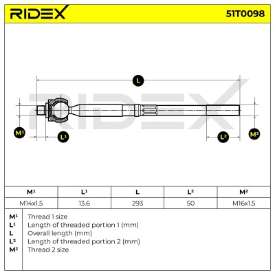 Drążek kierowniczy RIDEX 51T0098 51T0098 - foto 6