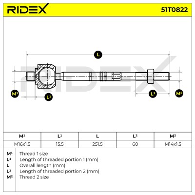 Drążek kierowniczy RIDEX 51T0822 51T0822 - foto 5