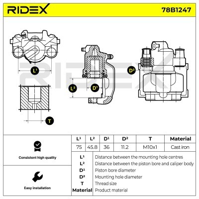 Zacisk Hamulcowy RIDEX 78B1247 78B1247 - foto 7