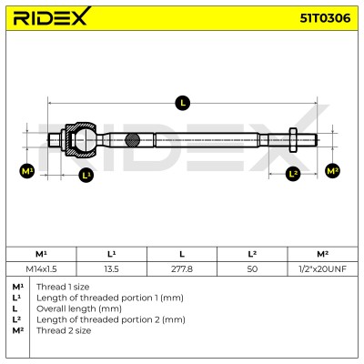 Drążek kierowniczy RIDEX 51T0306 51T0306 - foto 5