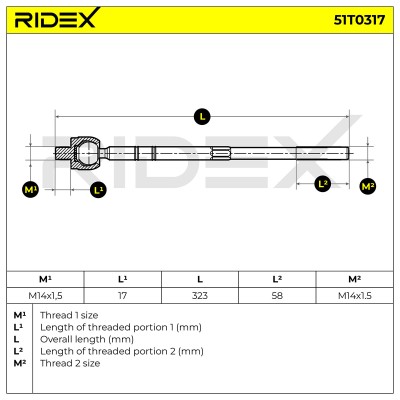 Drążek kierowniczy RIDEX 51T0317 51T0317 - foto 6