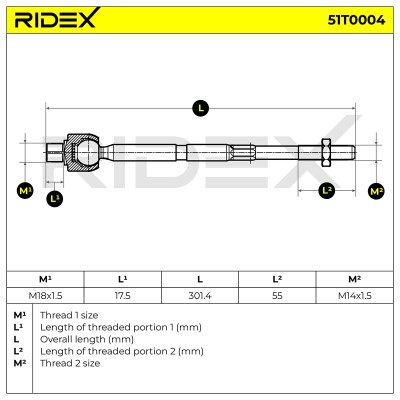 Drążek kierowniczy RIDEX 51T0004 51T0004 - foto 6