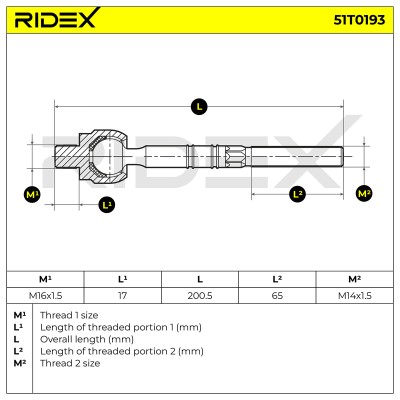 Drążek kierowniczy RIDEX 51T0193 51T0193 - foto 10
